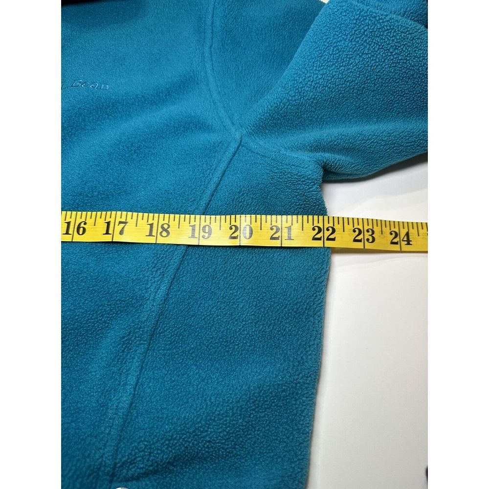 VINTAGE LL Bean Men's Zip Up Pockets Fleece Jacket Turquoise Size M Reg - Picture 5 of 8